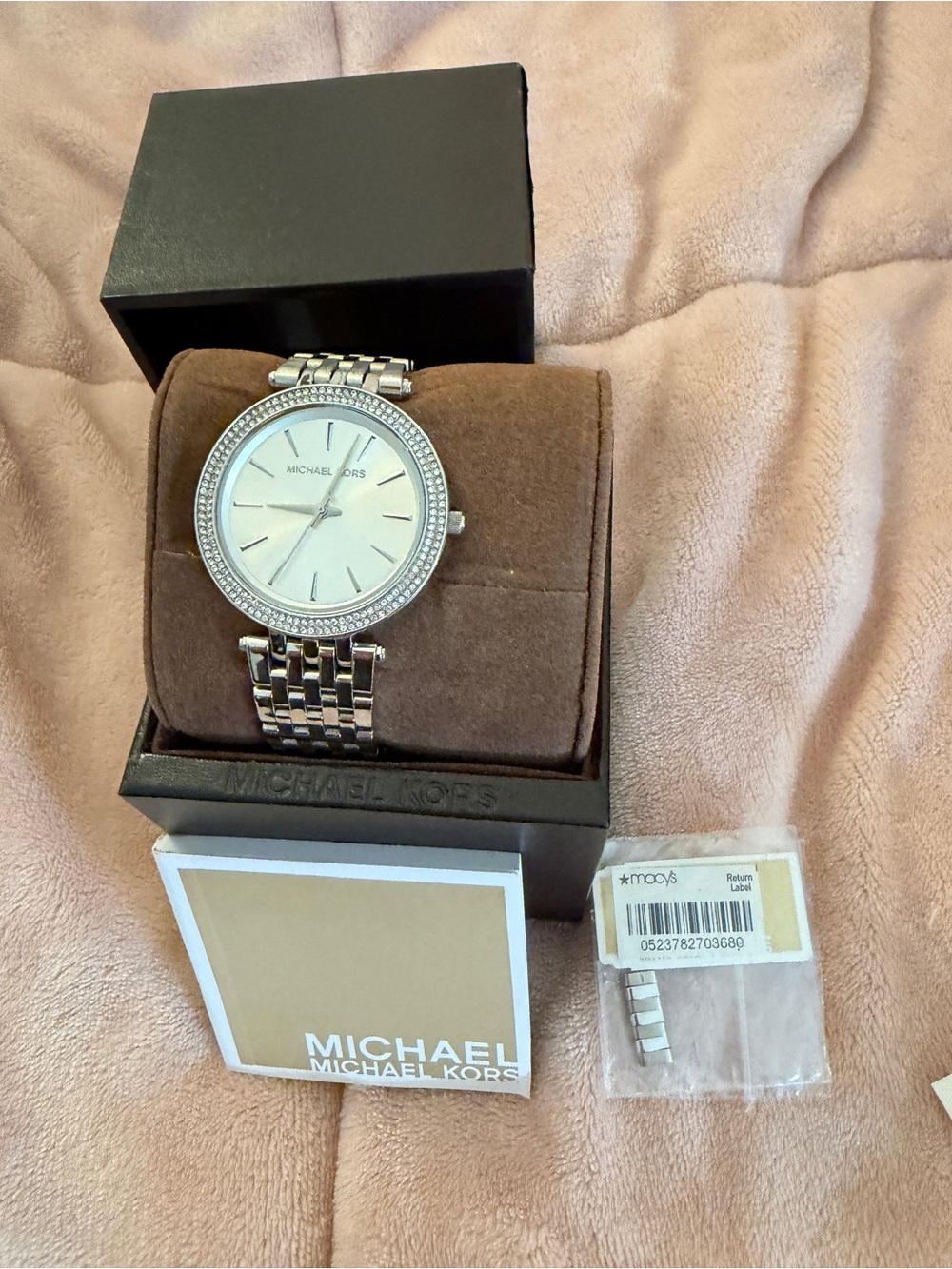 Michael Kors Silver-Tone Pavé Bezel Bracelet Watch